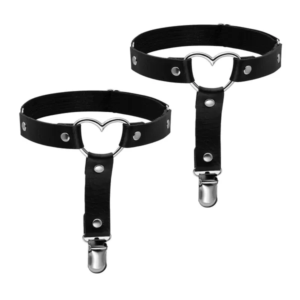Manfnee Leather Garter Belt for Women Girl Gothic Punk Harness Black