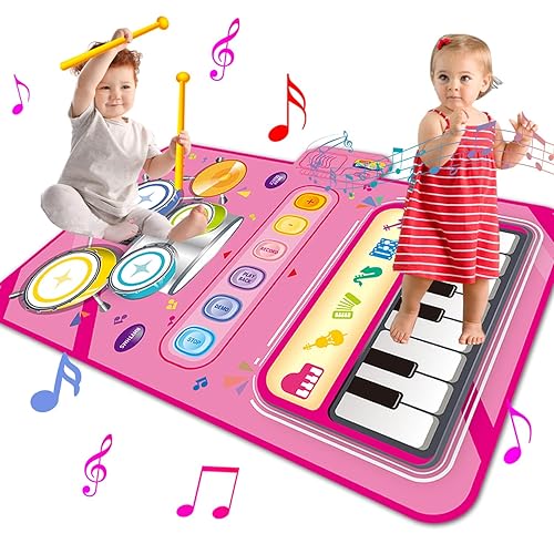 Toys for 1 Year Old Girl Gifts,2 in 1 Piano Mat Montessori Toys for 1 2 Year Old Girl,Educational Musical Toy First Birthday Gifts for 1 2 3 Year Old Girls,Christmas Stocking Stuffers for Toddler Girl - Gifts for 1 year old girl