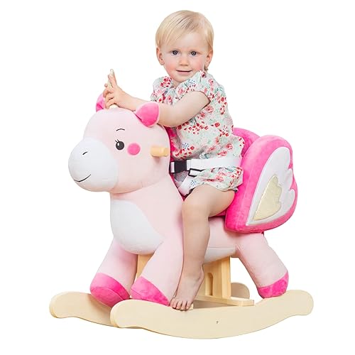 labebe - Baby Rocking Horse, Ride Unicorn, Kid Ride On Toy for 6 Month-3 Year Old, Infant (Boy Girl) Plush Animal Rocker, Toddler/Child Stuffed Ride Toy (Pink) - Pink