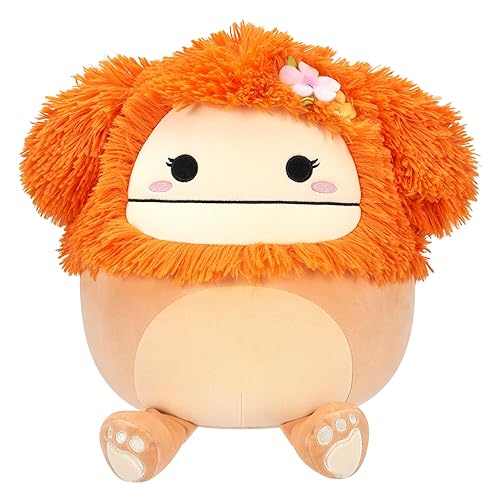 Squishmallows Original 12-Inch Shasta Peach Bigfoot with Tropical Flower - Official Jazwares Plush - Big Foot - 12 inch