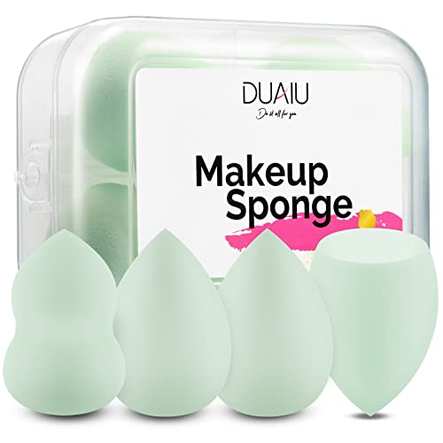 Makeup Sponge Blender DUAIU 4 pcs Green Beauty Blender Foundation Sponges Set Concealer Sponge Applicator Sponges - C