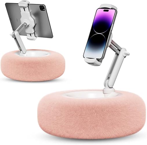 SupeDesk Tablet/Kindle Stand Pillow - 360° Adjustable Kindle Holder for Bed, Soft Plush, Detachable Bowl - Compatible with 4.7"-13" iPad, iPhone, Samsung, Google, Kindle (Pink) - Pink