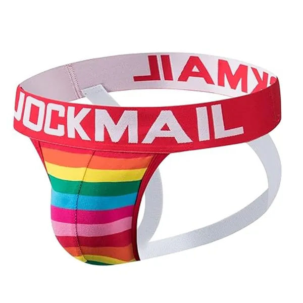 JOCKMAIL Mens Briefs Jock Strap Athletic Supporter Rainbow Cotton Men Sport Underwear Jockstrap for Gym Sport