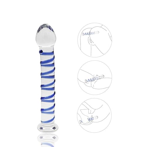 Glass Dildo, 7.67 inch Crystal Anal Butt Plug Unisex Pleasure Wand for Men Women