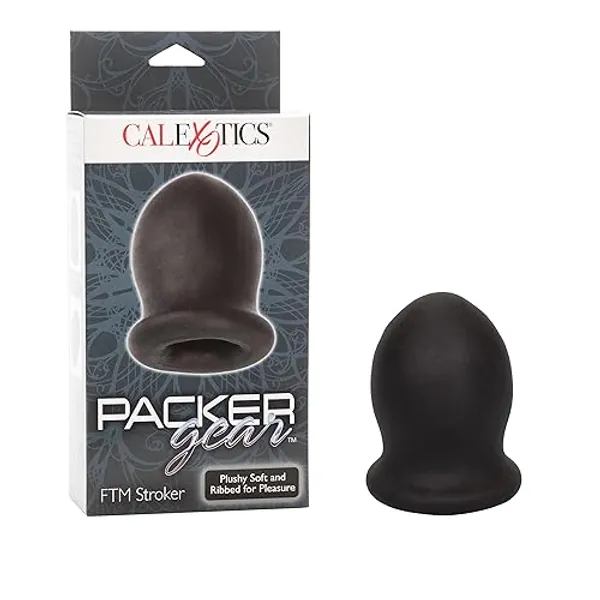 CalExotics Packer Gear FTM Stroker - Male Silicone Masturbation Sleeve - 2 Inch Adult Male Masturbator Sex Toy - Black