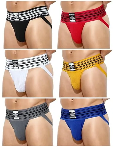 Casey Kevin Jockstraps For Men Jock Strap Wide Waistband Athletic Supporters Sexy Underwear 6 packs