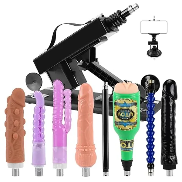 JESSKYLOVE Sex Machine with 3XLR Connector, Automatic Sex Machines Adult Sex Toys Adjustable Thrusting Dildo Machine with 8 Attachments