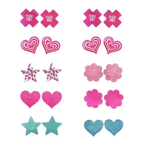 Celamirio Women's Disposable Pasties Nipple Covers Multi Design - One Size 10 Pairs Disposable Nipple Covers