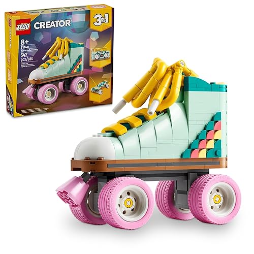 LEGO Creator 3 in 1 Retro Roller Skate Building Kit, Transforms from Roller Skate Toy to Mini Skateboard to Boom Box Radio, Birthday Gift for Skaters, Cool Toy for Boys and Girls Ages 8 and Up, 31148 - Multicolor