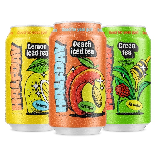 Halfday Prebiotic Iced Tea Variety 12-Pack - Nostalgic Flavor, Low Sugar, Incredible Taste - Paleo, Gluten Free, Drinks for Gut Health - Lightly Sweetened, Healthy Canned Iced Tea - 12 fl oz, 355 mL - Variety