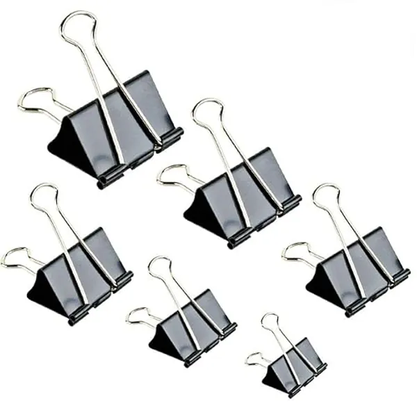 Binder Clips Paper Clamp for Paper-130 Pcs Clips Paper Binder Assorted Sizes (Black) - 130Pack