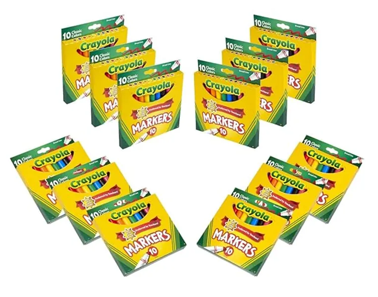 Crayola Broad Line Markers (12pks), Bulk Markers for School, Coloring Markers for Kids, Must Have Classroom Supplies for Teachers