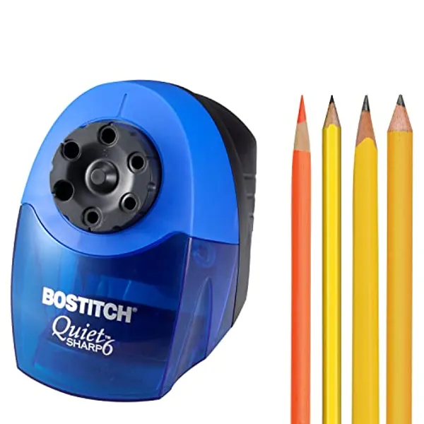 Bostitch Office QuietSharp 6 Electric Pencil Sharpener, Heavy Duty Classroom Sharpener, Size Selector with 6 Different Sizes, Perfect for Classroom and Homeschool Use, Blue - Blue - Pencil Sharpener