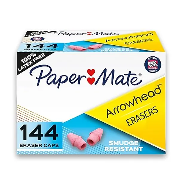 Paper Mate Arrowhead Pink Pearl Cap Erasers, 144 Count - Cap Erasers