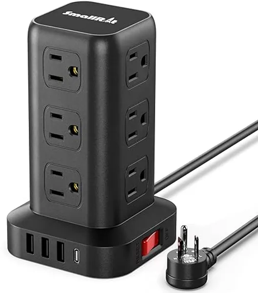 Extension Cord with Multiple Outlets, Surge Protector Power Strip Tower, 12 AC 4 USB，Surge Protector Tower 6.5FT Overload Protection for Home Office - 6.5 FT - Fast Charge 3A