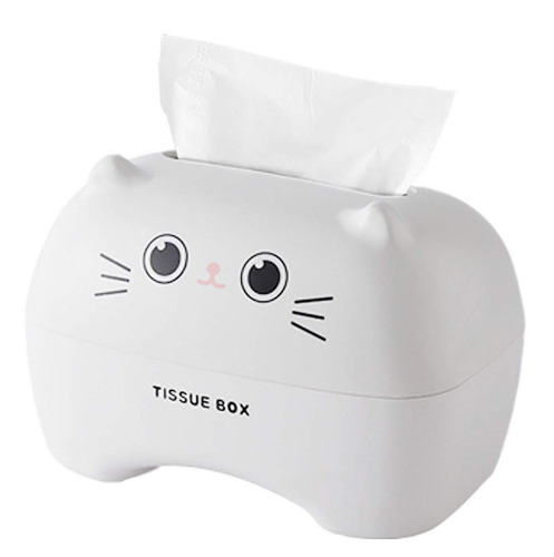 CYJZHEU Leuke Tissue Box Houder, Babydoekjes Dispenser Tissue Opbergdoos Case Papieren Handdoekdispenser Doos Leuke Kat Servet Case voor Thuiskantoor Auto Tissue Cover Hotel Restaurant Decoratie (Wit)
