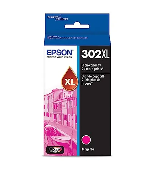 EPSON 302 Claria Premium Ink High Capacity Magenta Cartridge (T302XL320-S) Works with Expression Premium XP-6000, XP-6100