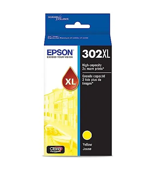EPSON 302 Claria Premium Ink High Capacity Yellow Cartridge (T302XL420-S) Works with Expression Premium XP-6000, XP-6100