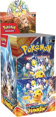 Pokémon-Sammelkartenspiel: Boosterpack-Display Karmesin & Purpur – Stürmische Funken (enthält 18 Boosterpacks)
