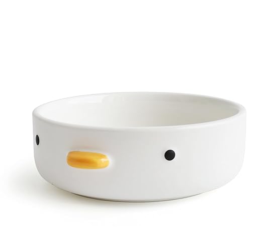 PURROOM Funny Cute Duck 6'' Salad Bowl, Handmade Glaze Chick Safety Ceramics Flat Bottomed Bowl, Home Family, Friend. - 6'' Salad Bowl