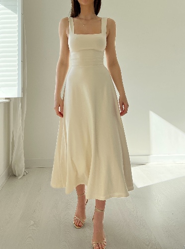 Audrey Midi Dress in Organic Bamboo | XS / Natural