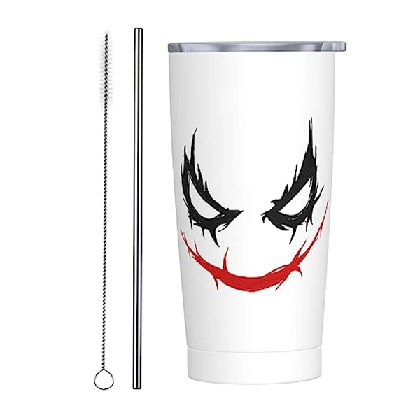 JOocla Joker Smile 20 Oz Stainless Steel With Lids Coffee Thermal Cup Double Wall Mug Metal Straw And Brush Durable Reusable Home Office School Travel - One Size - painting