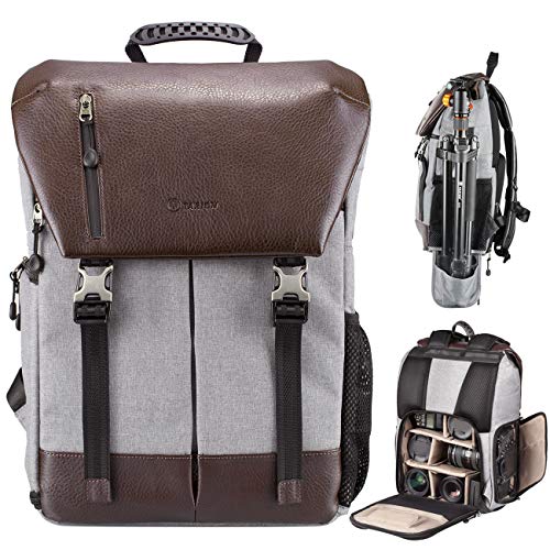 TARION Camera Backpack Waterproof Photo Backpack Mirror Reflex Camera Bag Certified Protection Class: IPX5 Waterproof Camera Backpack with Rain Cover for Men and Women - Gray