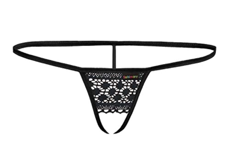 Sohimary 401 Mujer Mini String Tanga Abierto Encaje - Negro 408 - 34-40