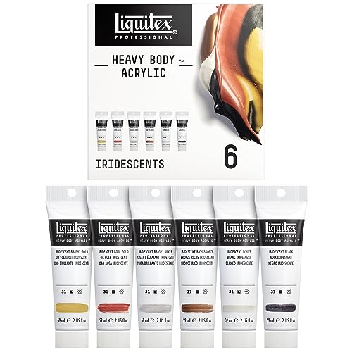 Liquitex Professional Heavy Body Acrylic Paint, 6 x 59ml (2-oz), Iridescent Colors Set - Iridescent Set 6 x 59ml (2-oz) - Paint Set