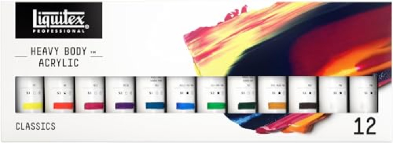 Liquitex Professional Heavy Body Acrylic Paint, Classic 12 x 59ml (2-oz) Set - Classic Set 12 x 59ml (2-oz) - Paint Set