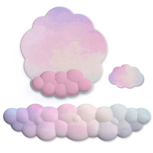 Cushy Clouds Wrist Rest with Coaster - Purple Pink White & Blue