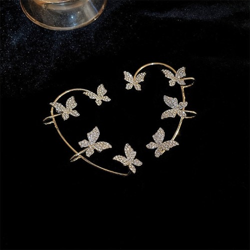 Rhinestone Butterfly Ear Cuffs - Gold Butterflies