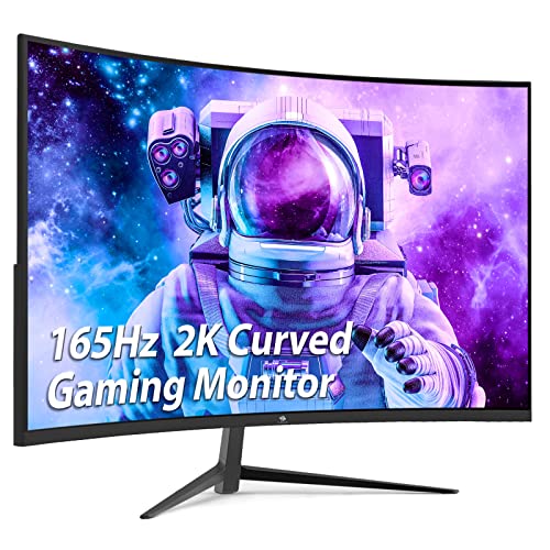 Z-Edge 27 Inch Curved Gaming Monitor 165Hz(DP) 144Hz(HDMI) 1ms MPRT 2K 2560x1440 16:9 Curved Screen, Ultra-Thin Bezel, FreeSync, HDMI 2.0 & DisplayPort 1.4, Built-in Speakers, Black - 27" Curved 165Hz