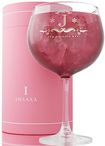 Personalised Gifts for Women - Large Gin Glass (730ML) - Your Choice of Initial (J) - J