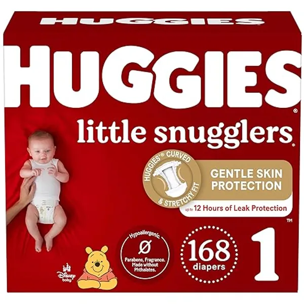 Baby Diapers Size 1 (8-14 lbs), 168ct, Huggies Little Snugglers - Size 1 - 168