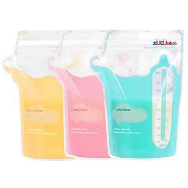 Breastmilk Storage Bags(360 Count)，8oz Milk Storage Bags for Breastfeeding，BPA Free with Easy Pour Spout, Self Standing, for Refrigeration and Freezing - 360 Count (3-color-set）