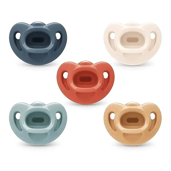 NUK Comfy Orthodontic Pacifiers, 0-6 Months, Timeless Collection, 5 Count (Pack of 1) - 0-6 Month - 5 Pack - Neutral Assorted