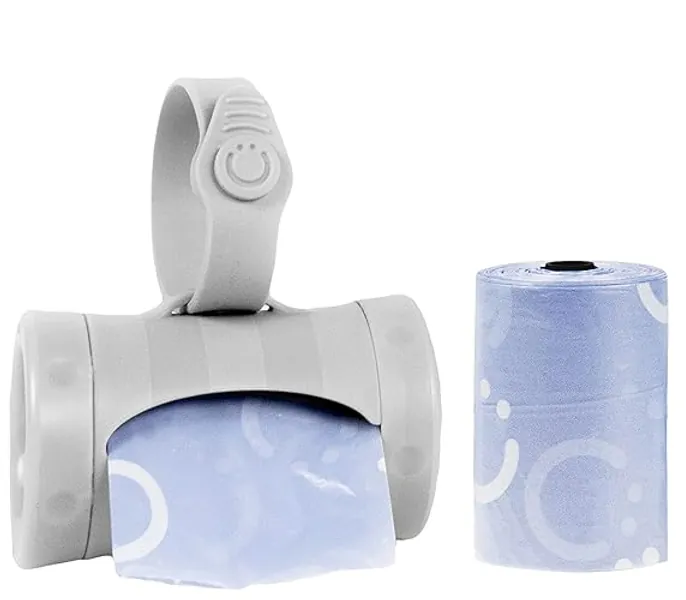 Ubbi Retractable On the Go Bag Dispenser for Travel, Diaper Bag Accessory Must Have for Newborn, Helpful Item, Baby Gift, Lavender Scented, Gray - Gray - 1 Count (Pack of 1)