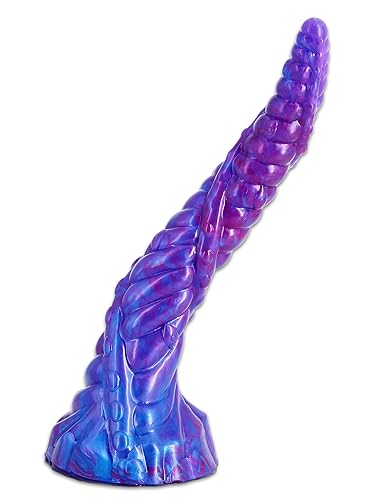 11inch Long Anal Dildo with Suction Cup, Thrusting Silicone Unicorn Unisex Dildos Anal Beads Plug for Beginners Anal Training G-spot Stimulation - Purple-Blue