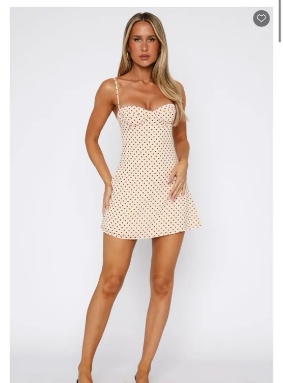 In The Back Of My Mind Mini Dress Cream/Choc Polka Dot | XS