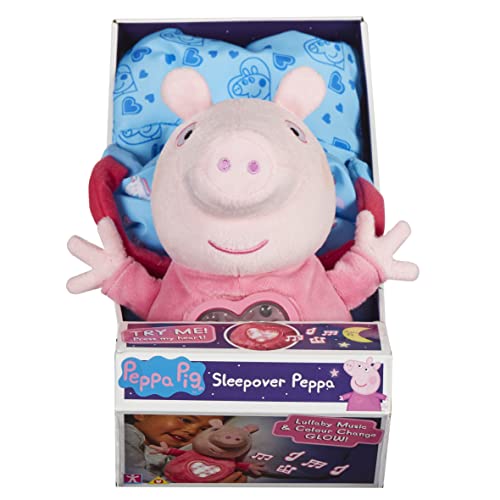 SLEEPOVER PEPPA SOFT TOY BEDTIME LULLABY TOY WITH LIGHTS AND SOUNDS PRESCHOOL GIFT AGE 3, 4, 5 - Single