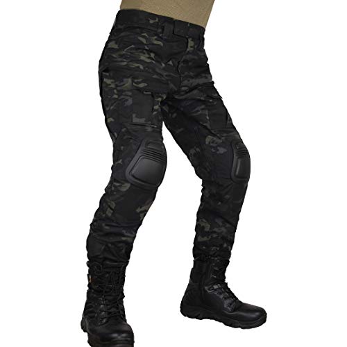 zuoxiangru Herren Multicam Taktische Hose Multi-Pockets Militär Camo Outdoor Airsoft Combat Jagdhose mit Knieschützern - 36 - Aymch