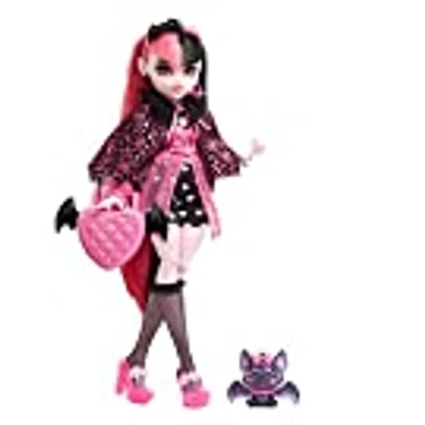 Monster High Doll, Draculaura with Accessories and Pet Bat, Posable Fashion Doll with Pink and Black Hair​​​​