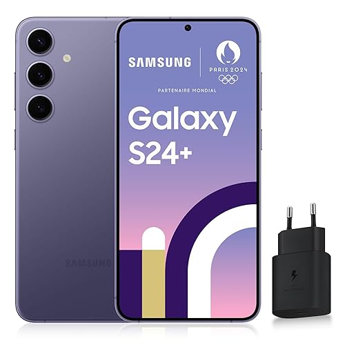 Samsung Galaxy S24 +, Smartphone Android 5G, 512 Go, Chargeur secteur rapide 25W inclus [Exclusivité Amazon], Smartphone déverrouillé, Indigo, Version FR - 512GB - Indigo