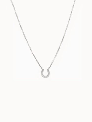 Horseshoe Diamond Necklace - White Gold