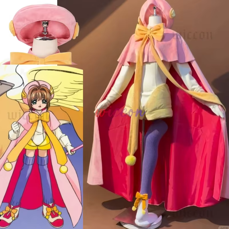 KinomPain Sakura Cosplay Costume pour femme, Cardcaptor, Anime, Le Jugement Dernier, Everak Jumpsuits, Chapeau Perruque, Mignon Trempé - AliExpress 200000532