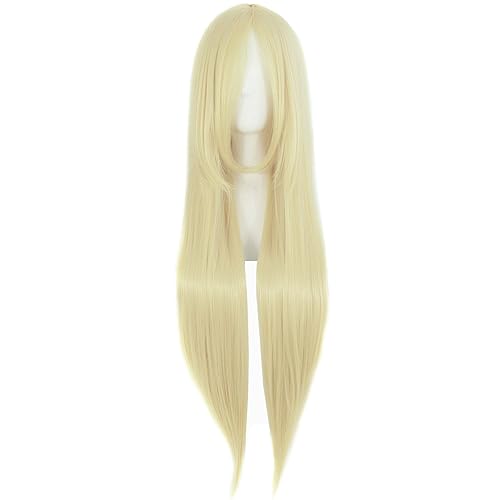 MapofBeauty 32" 80cm Long Straight Anime Costume Cosplay Wig Party Wig (Light Blonde) - Light Blonde