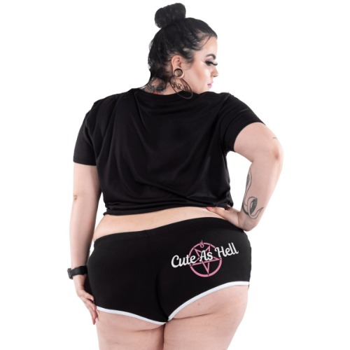 Cute As Hell Pentagrams Short Shorts - 3X / Black/White