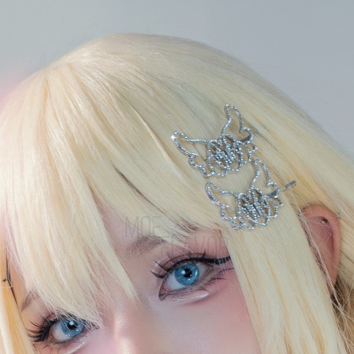 Heart Wing Chrome Clips - Silver