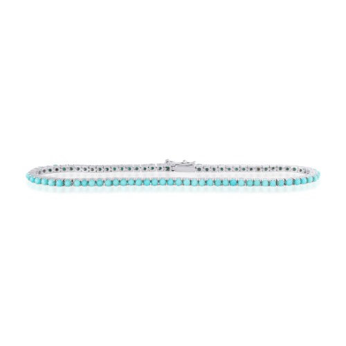Turquoise Tennis Bracelet - 14K Rose Gold / 7"